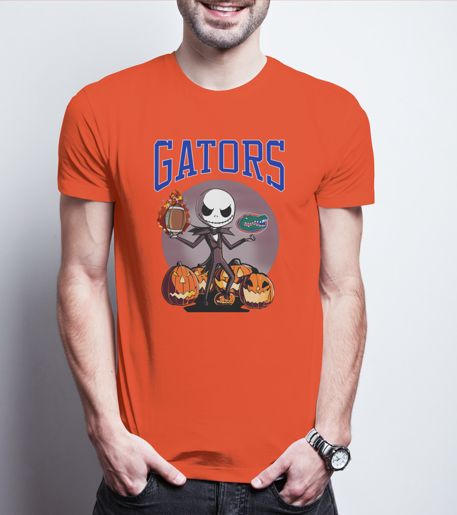 Gators Jack Skellington Florida Halloween Football Pumpkins T-Shirt