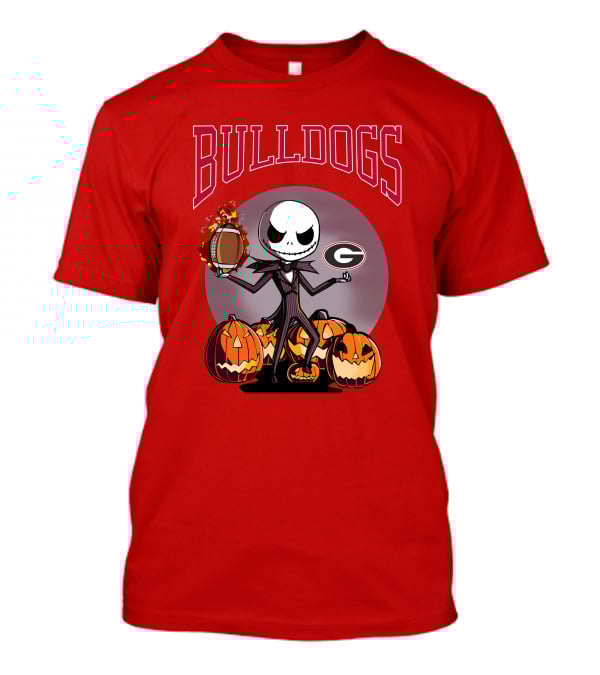 Georgia Bulldogs Jack Skellington Pumpkin Football Halloween T-Shirt