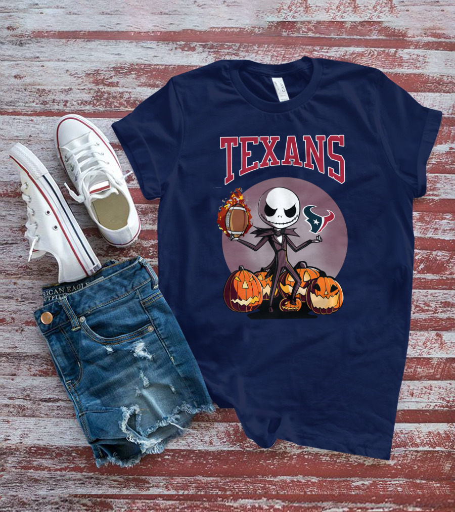 Texans Halloween Jack Skellington Football Pumpkins T-Shirt