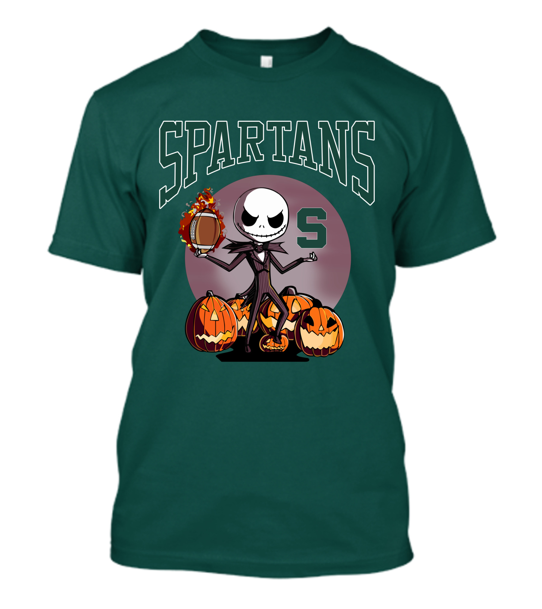 Michigan State Spartans Jack Skellington Football Halloween Pumpkins T-Shirt