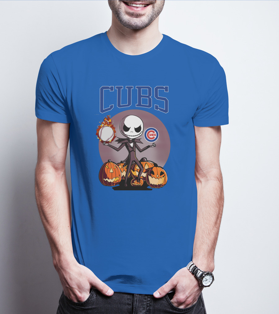 Cubs Jack Skellington Halloween Baseball Pumpkin T-Shirt