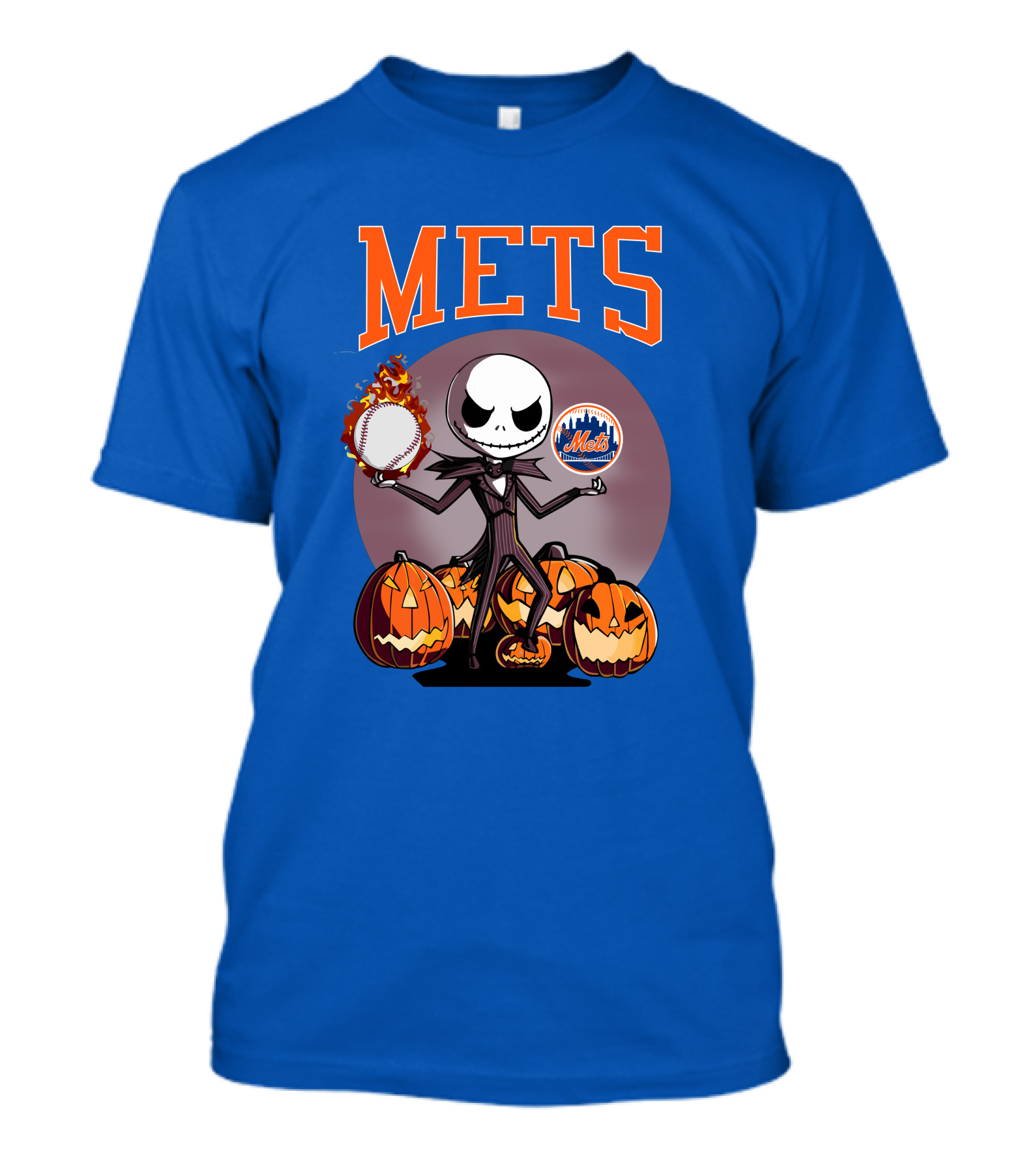 Mets Halloween With Jack Skellington And Pumpkins T-Shirt