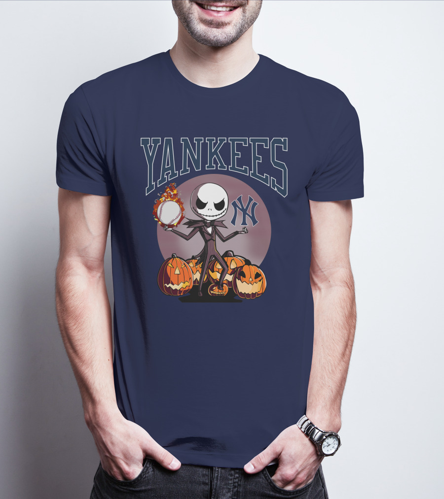 Yankees Jack Skellington Halloween Baseball Pumpkins T-Shirt