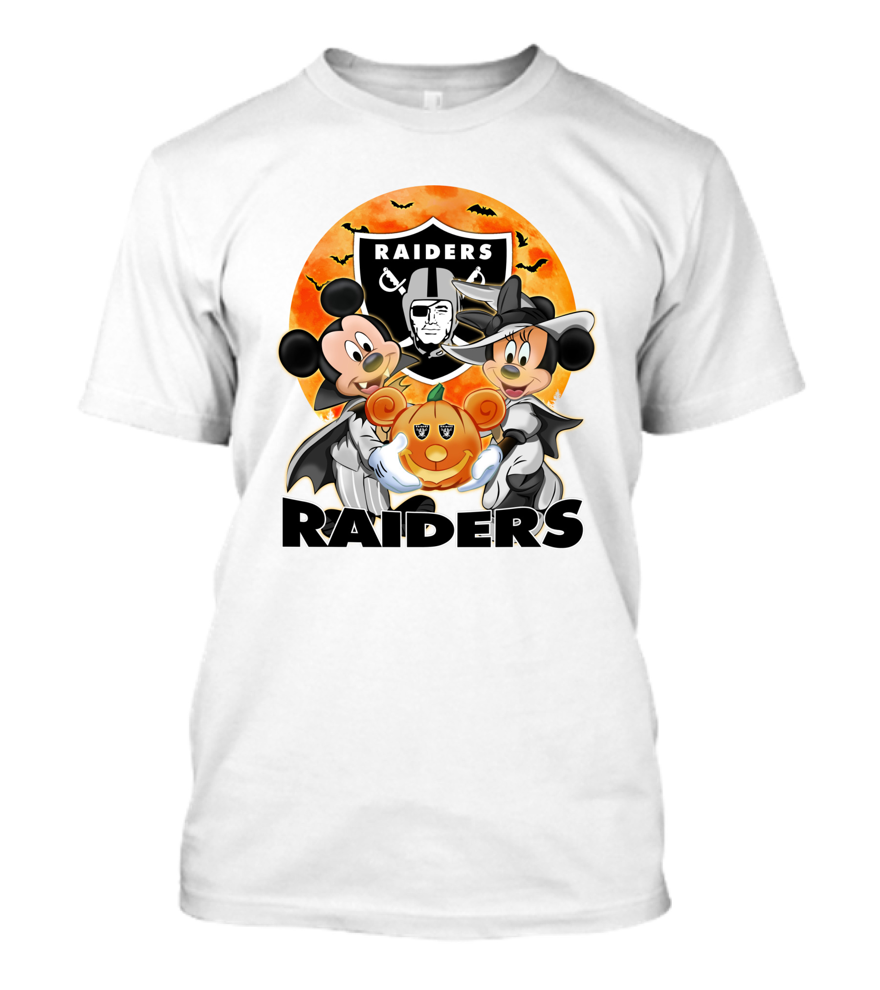 Las Vegas Raiders Mickey Mouse Minnie Mouse Halloween Pumpkin T-Shirt