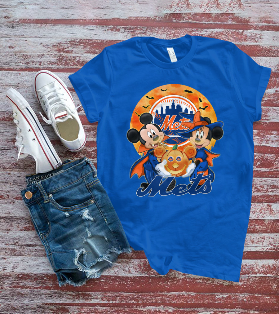 Mickey Minnie Mets Halloween Pumpkin Baseball Bats T-Shirt