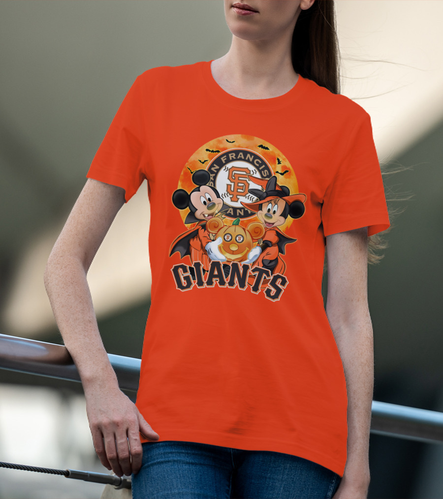 San Francisco Giants Halloween Mickey Mouse Minnie Mouse Pumpkin T-Shirt