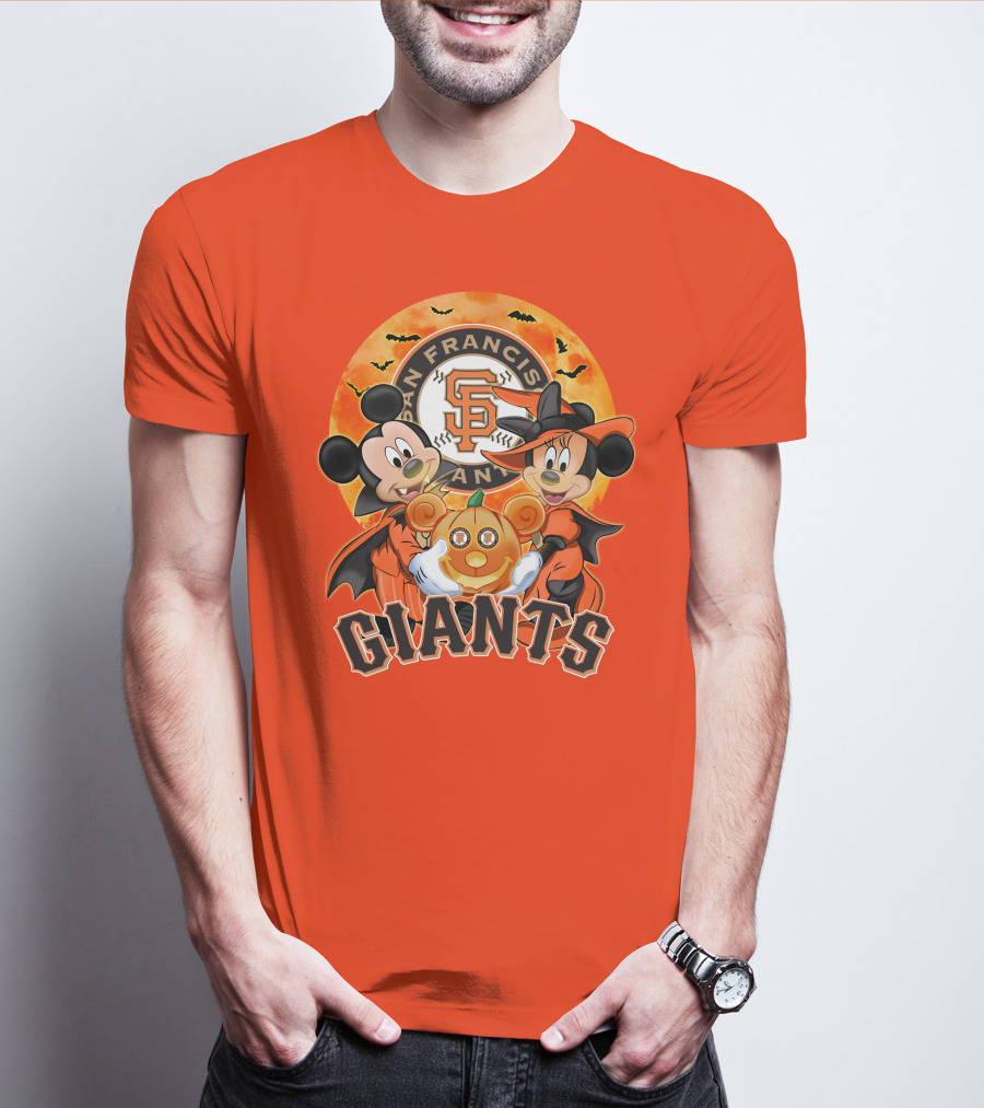 San Francisco Giants Halloween Mickey Mouse Minnie Mouse Pumpkin T-Shirt