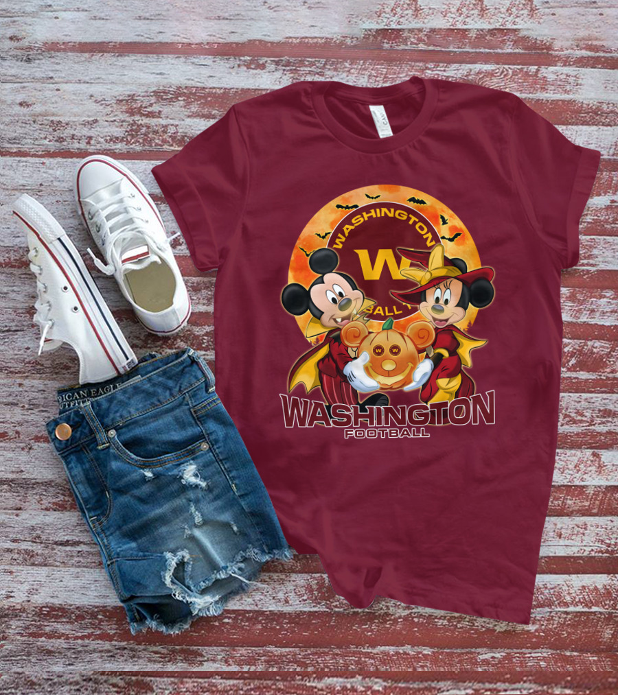 Washington Football Mickey Mouse Minnie Mouse Halloween T-Shirt