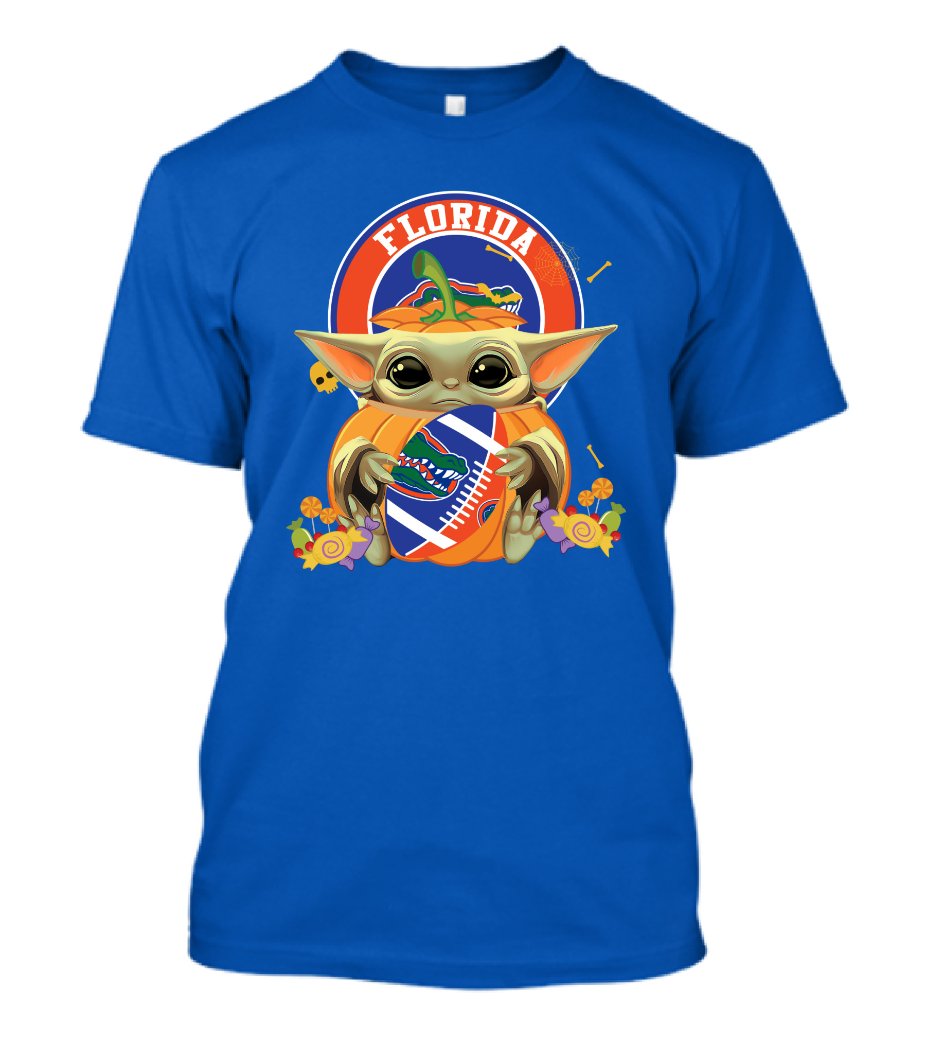 Florida Gators Halloween Pumpkin Baby Yoda Hug Football T-Shirt