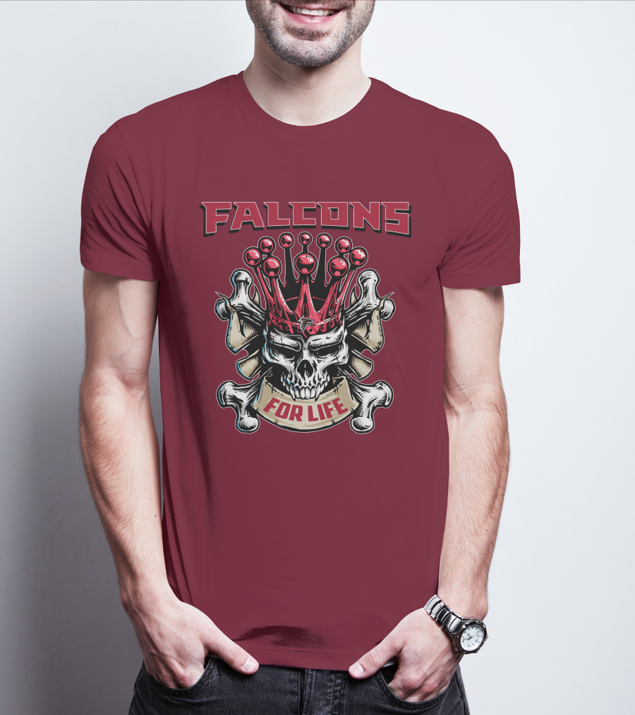 Falcons Skull King Crowned With Bones For Life T-Shirt