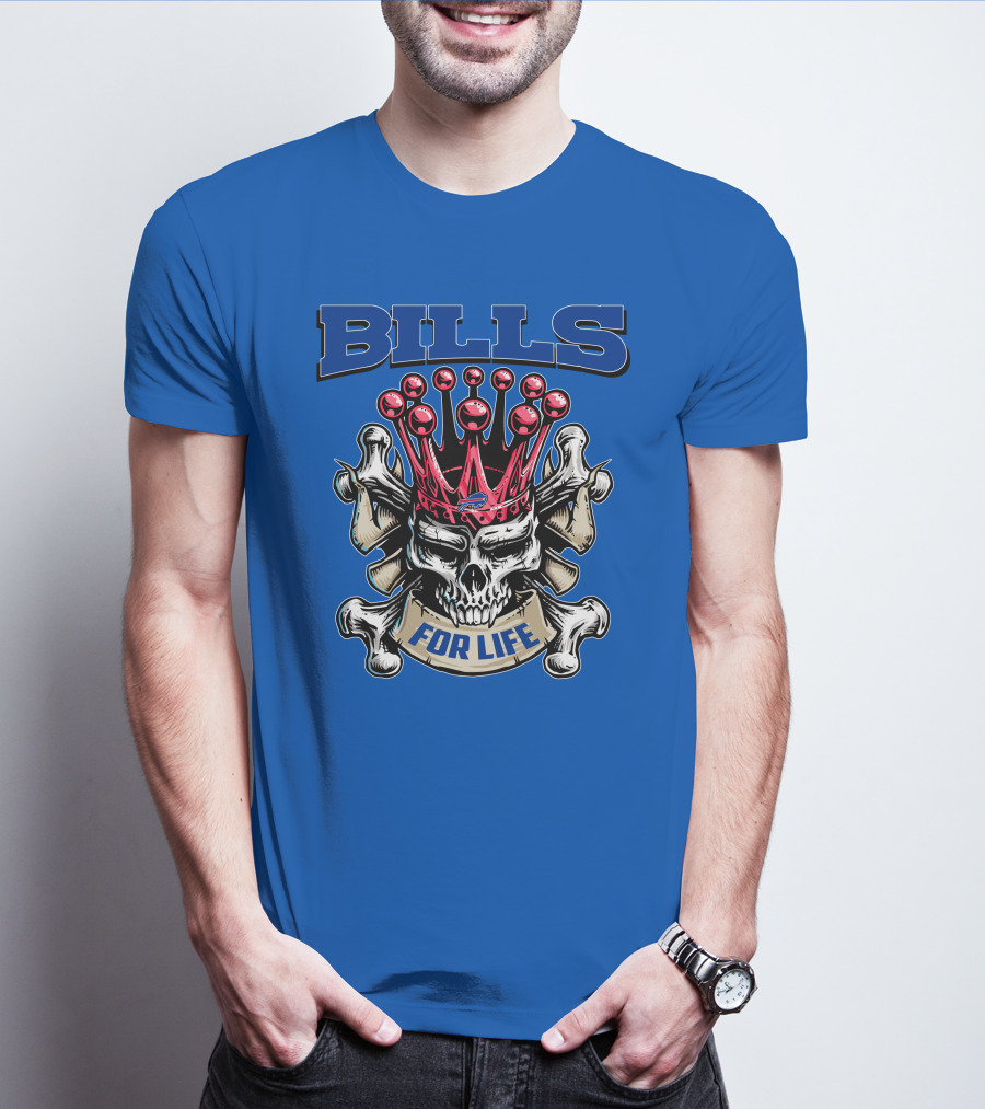 Buffalo Bills Skull King Crown For Life T-Shirt