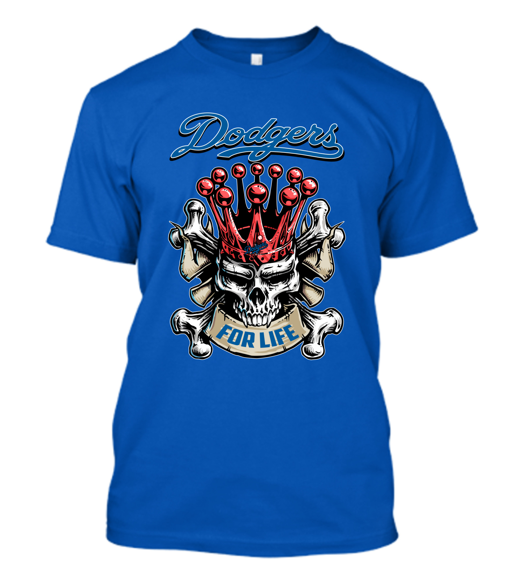 Dodgers Crowned Skull For Life T-Shirt