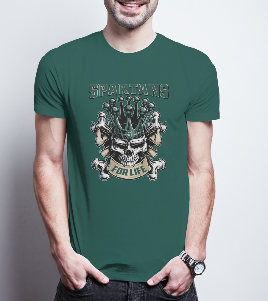 Spartans Skull King Michigan State For Life T-Shirt