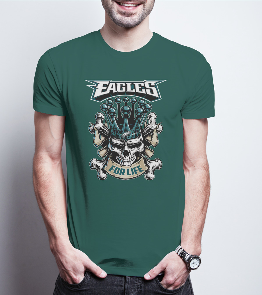 Eagles Skull King For Life Philadelphia Fan Dominion T-Shirt