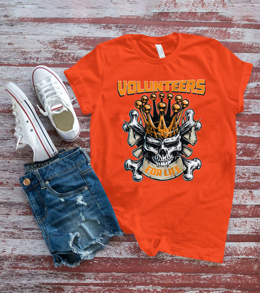 Volunteers Skull King Crown Tennessee For Life T-Shirt