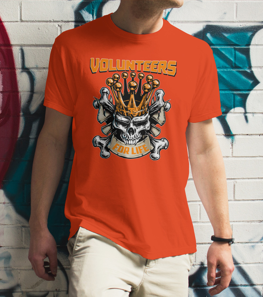 Volunteers Skull King Crown Tennessee For Life T-Shirt