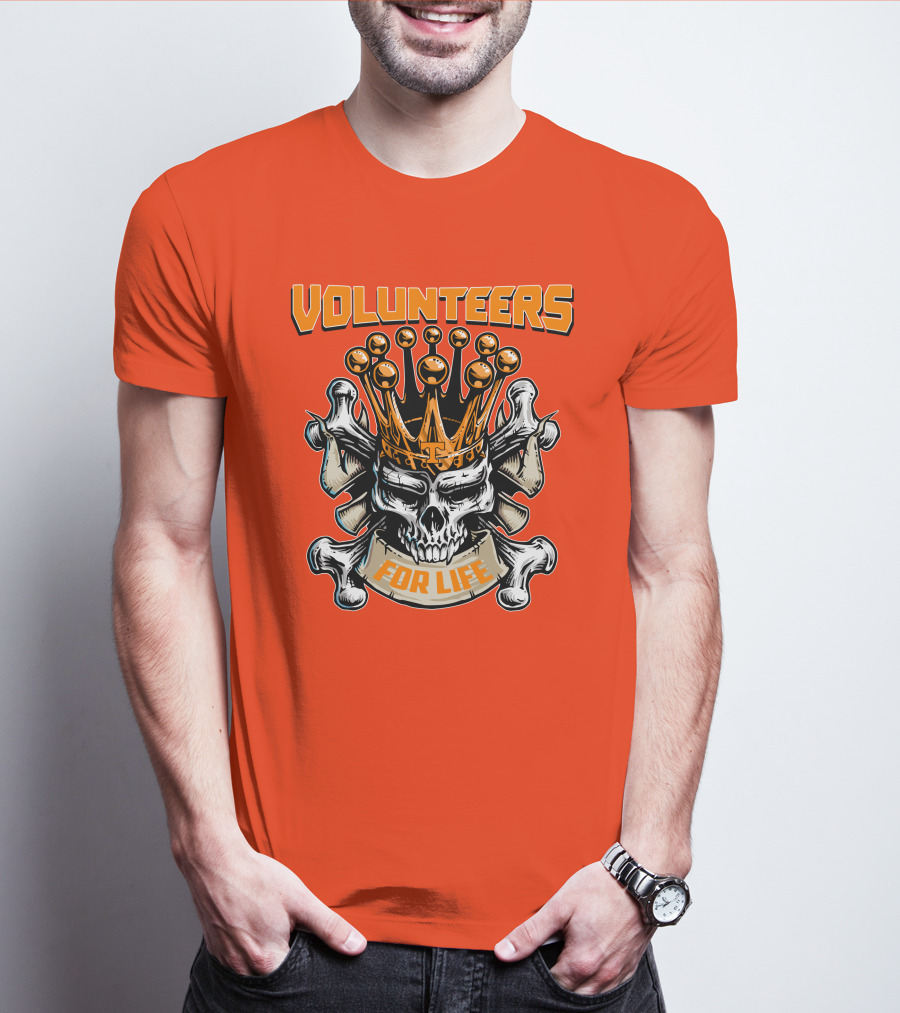 Volunteers Skull King Crown Tennessee For Life T-Shirt