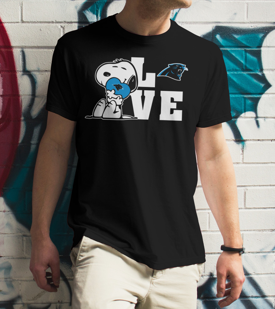 Snoopy Love Carolina Panthers Heart T-Shirt