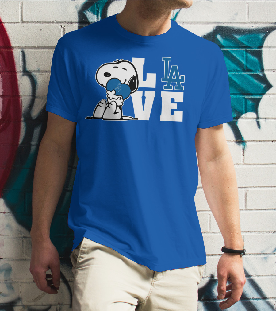 Snoopy Love La Dodgers Peanuts Mlb Collaboration T-Shirt
