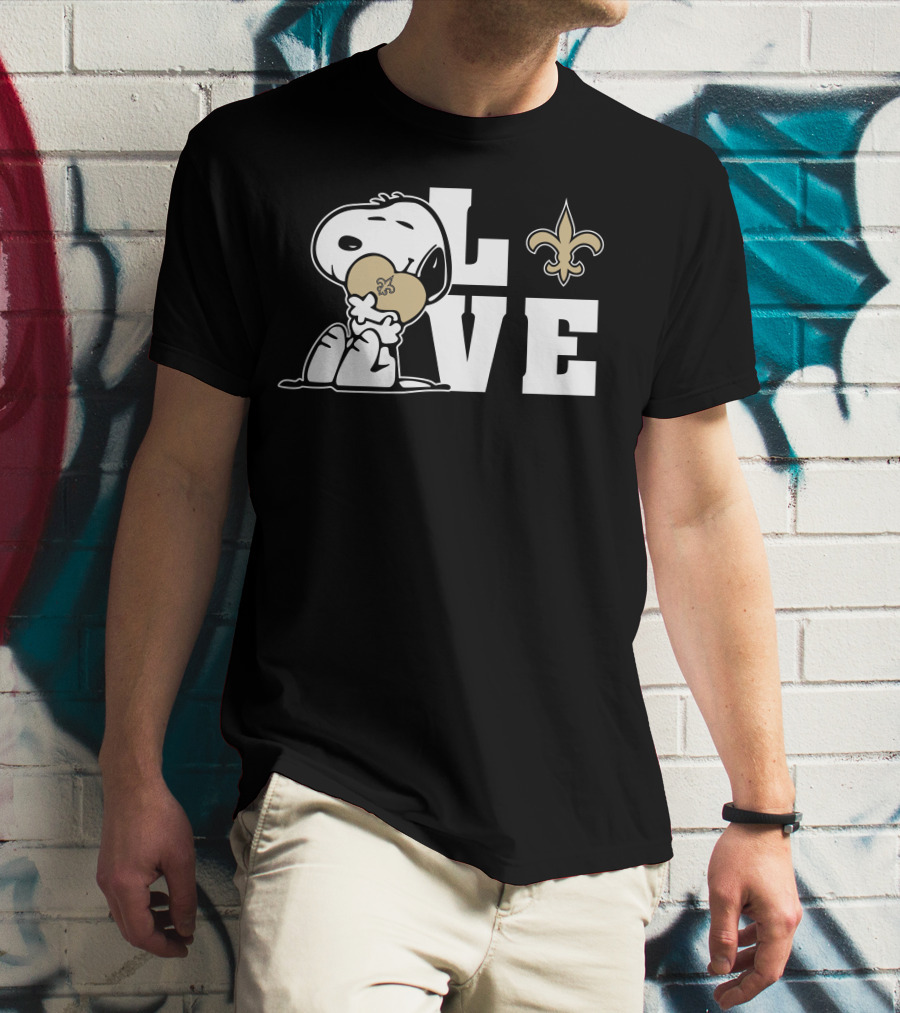 Snoopy Love New Orleans Saints Fleur-De-Lis Heart T-Shirt
