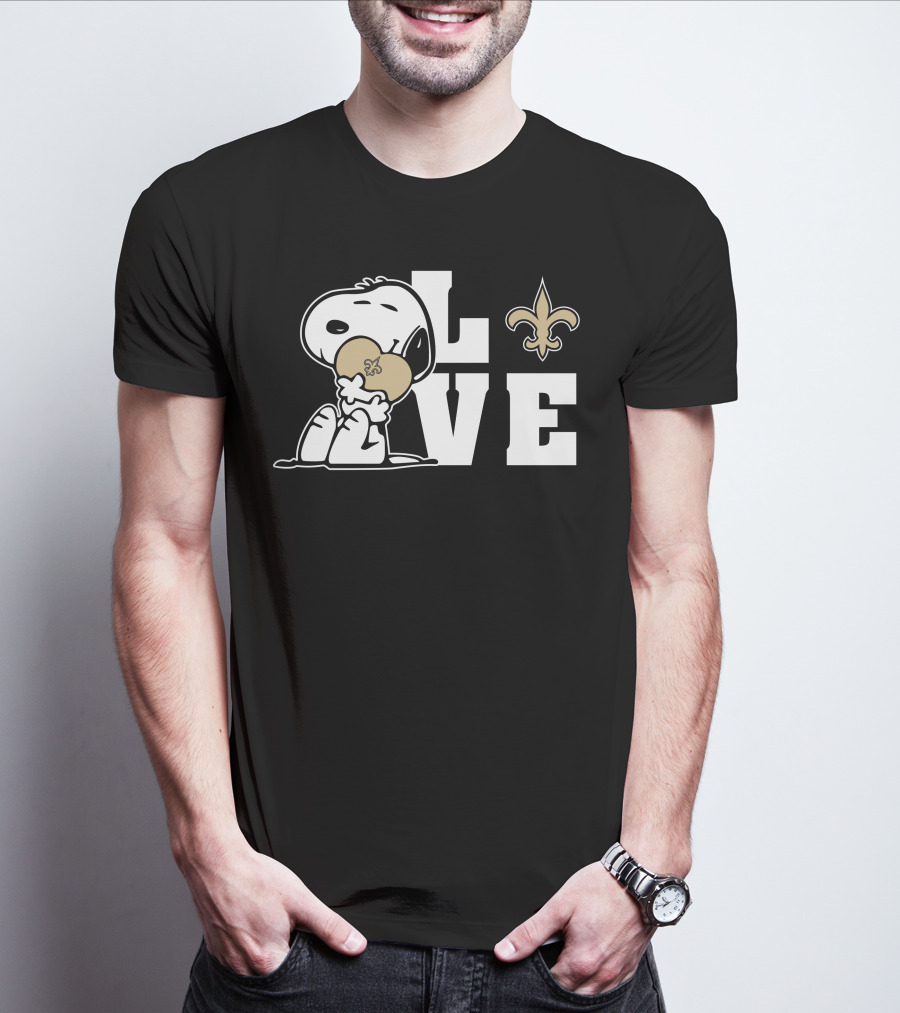 Snoopy Love New Orleans Saints Fleur-De-Lis Heart T-Shirt