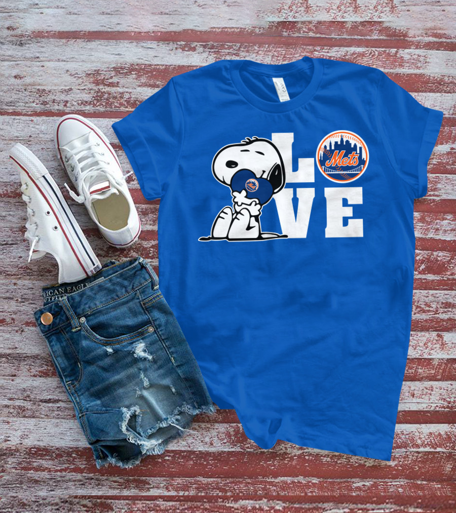 Snoopy Love Mets Baseball New York Peanuts Fan Gear T-Shirt