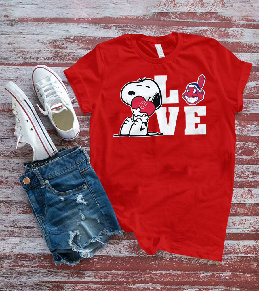 Snoopy Love Cleveland Heart Chief Wahoo T-Shirt