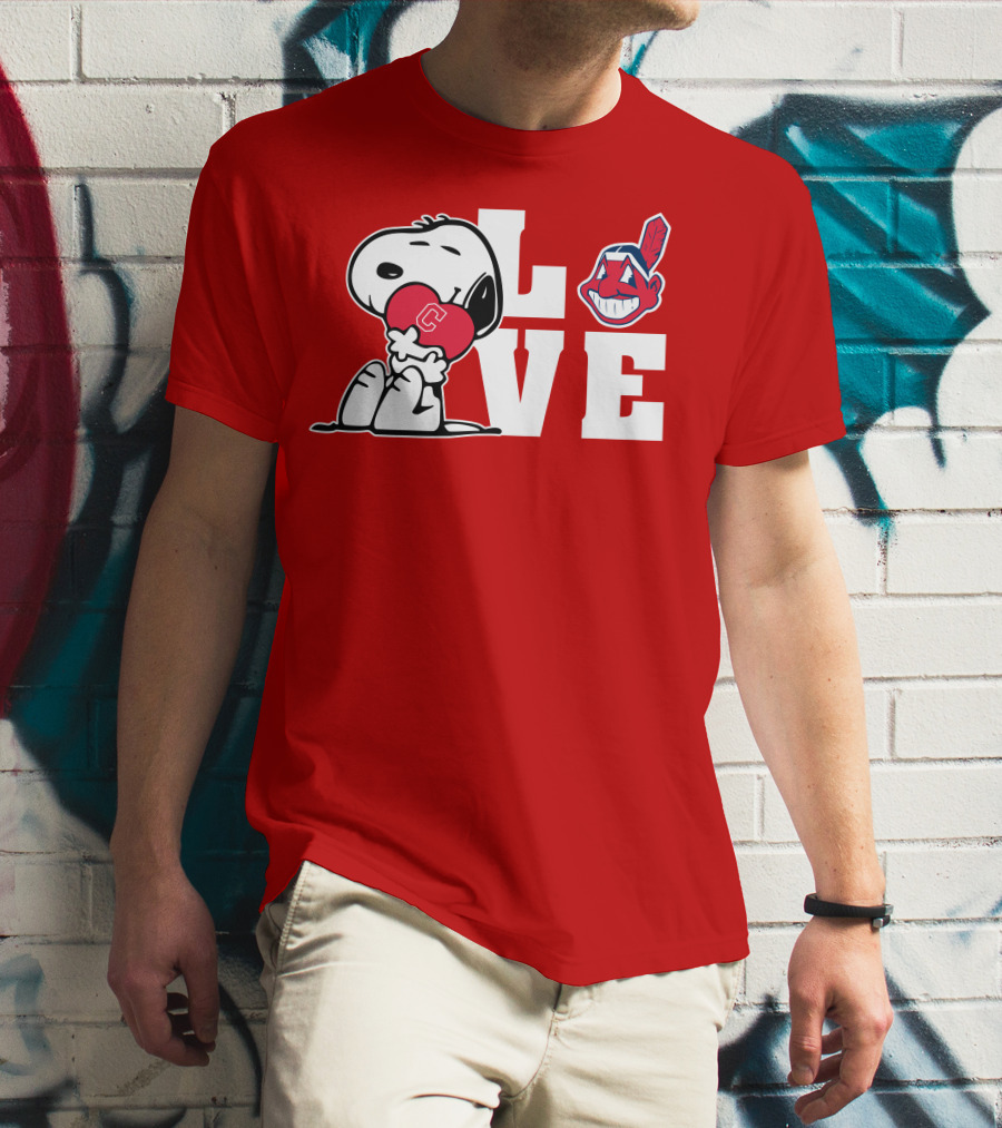 Snoopy Love Cleveland Heart Chief Wahoo T-Shirt