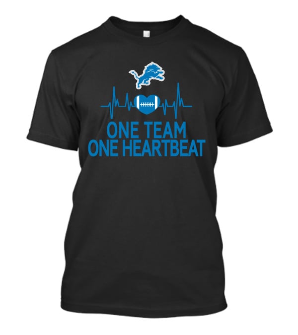 Detroit Lions One Team One Heartbeat Football Heartbeat T-Shirt