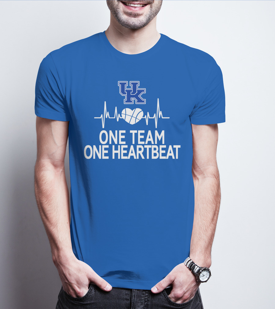 Kentucky Wildcats UK Logo One Team One Heartbeat Basketball Heartbeat T-Shirt