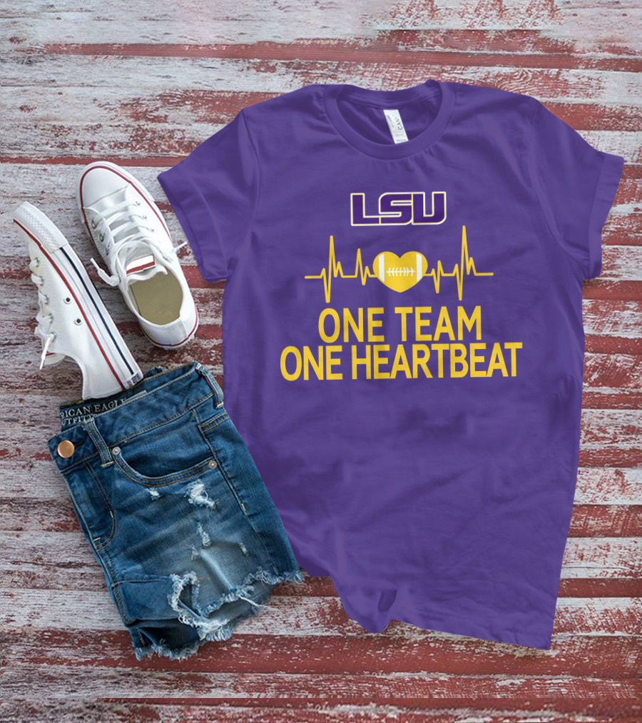 Lsu Tigers One Team One Heartbeat Football Heartbeat T-Shirt