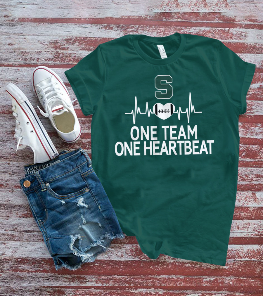 Michigan State Spartans S Logo Football Heartbeat One Team One Heartbeat T-Shirt