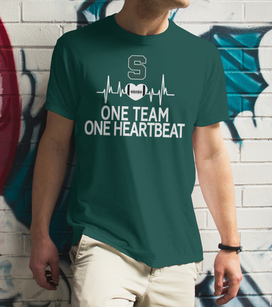Michigan State Spartans S Logo Football Heartbeat One Team One Heartbeat T-Shirt
