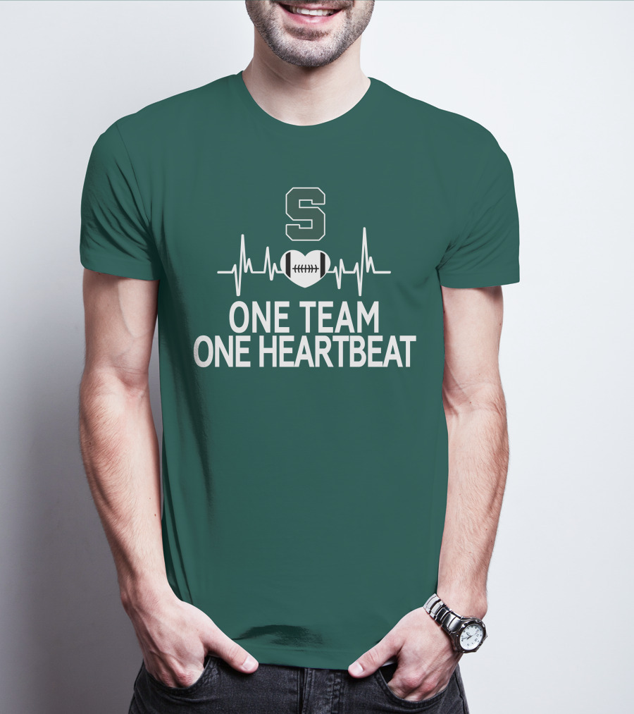 Michigan State Spartans S Logo Football Heartbeat One Team One Heartbeat T-Shirt