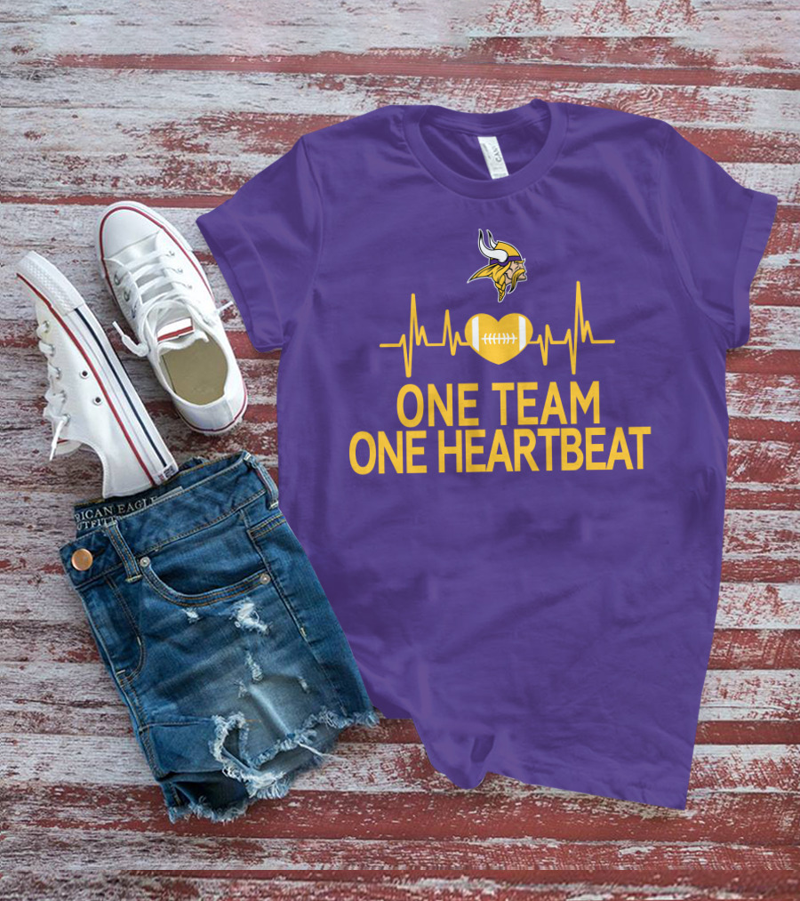 Minnesota Vikings One Team One Heartbeat Football Heartbeat T-Shirt