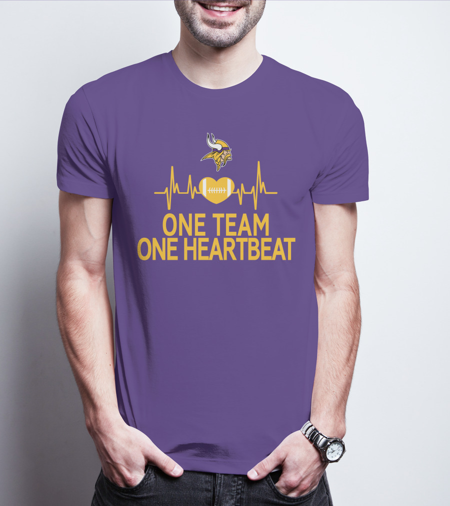 Minnesota Vikings One Team One Heartbeat Football Heartbeat T-Shirt