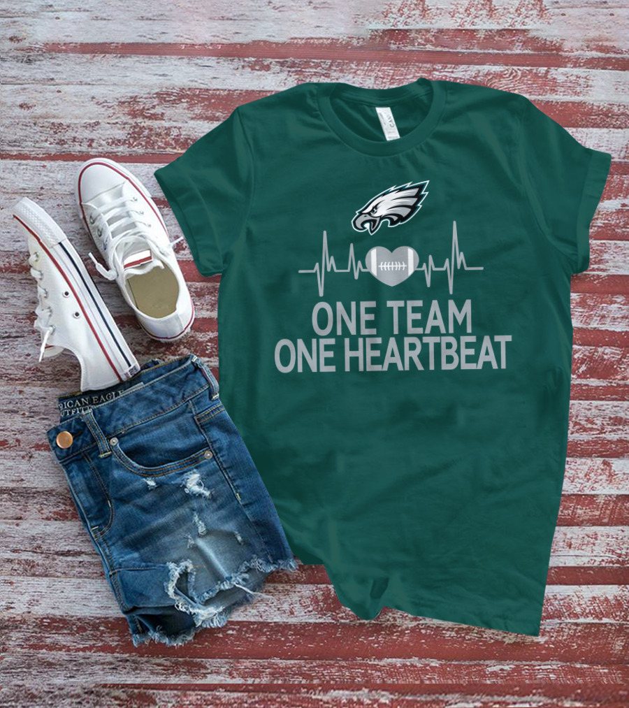 Philadelphia Eagles One Team One Heartbeat Football Logo Heartbeat T-Shirt