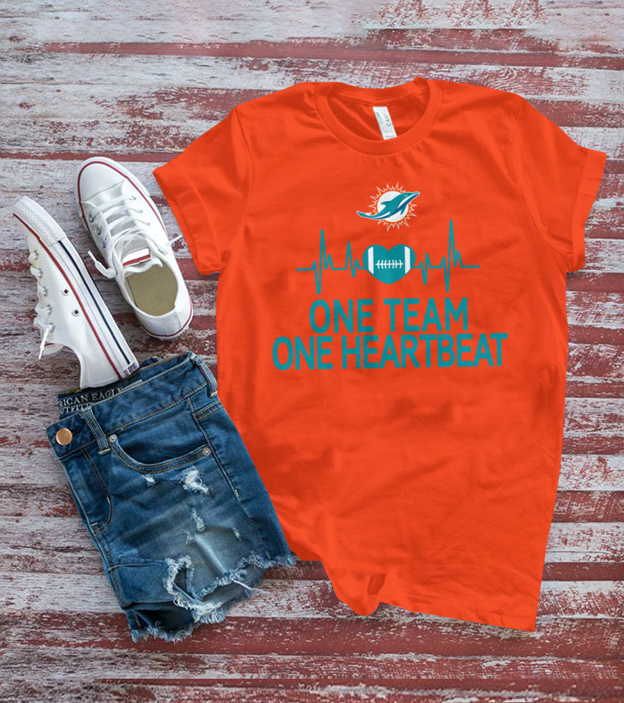 Miami Dolphins Heartbeat Football Team Unity T-Shirt