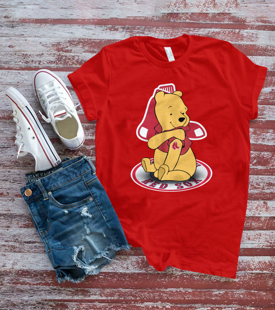 Boston Red Sox Winnie The Pooh Hugging Baseball T-Shirt