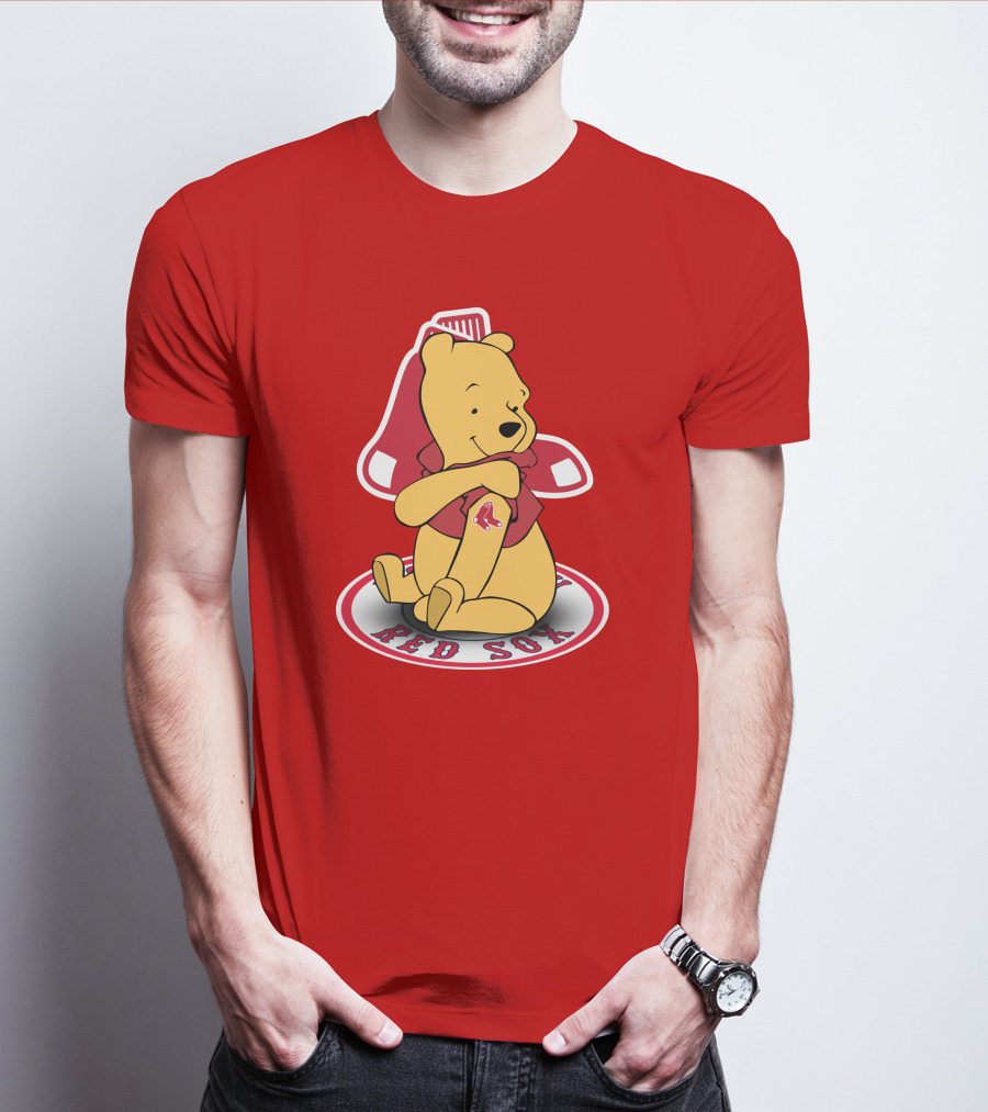 Boston Red Sox Winnie The Pooh Hugging Baseball T-Shirt