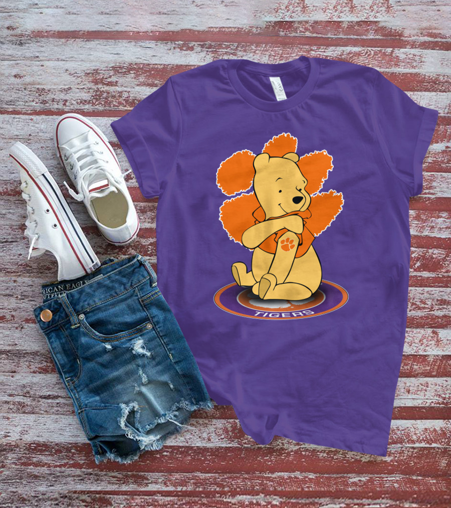 Clemson Tigers Winnie The Pooh Paw Prints T-Shirt
