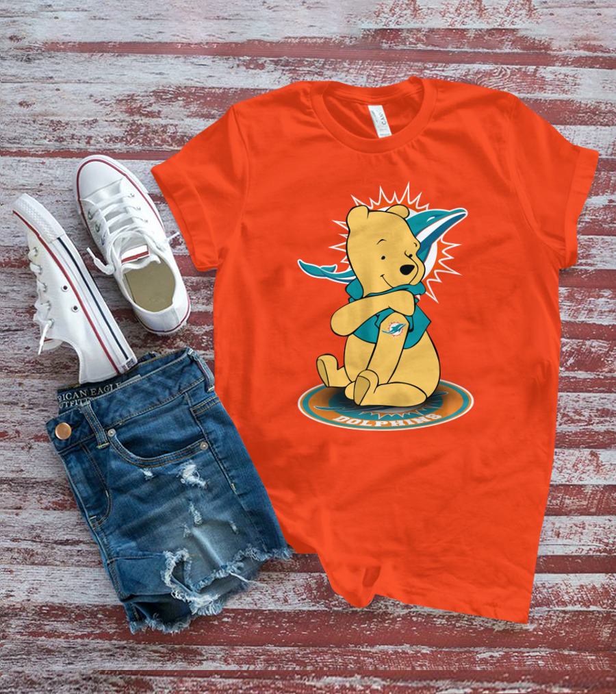 Miami Dolphins Winnie The Pooh NFL Football Crossover T-Shirt