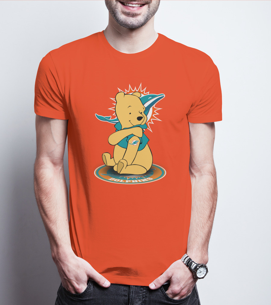 Miami Dolphins Winnie The Pooh NFL Football Crossover T-Shirt