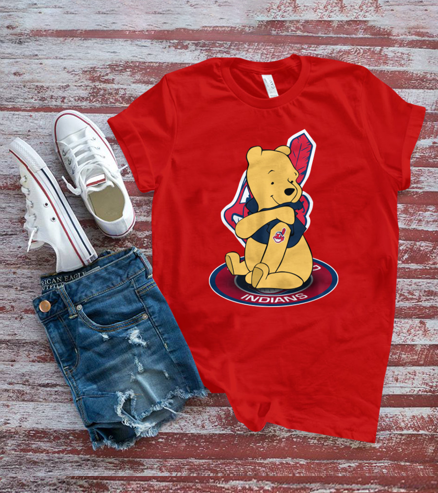Winnie The Pooh Cleveland Indians Baseball Team Crossover T-Shirt