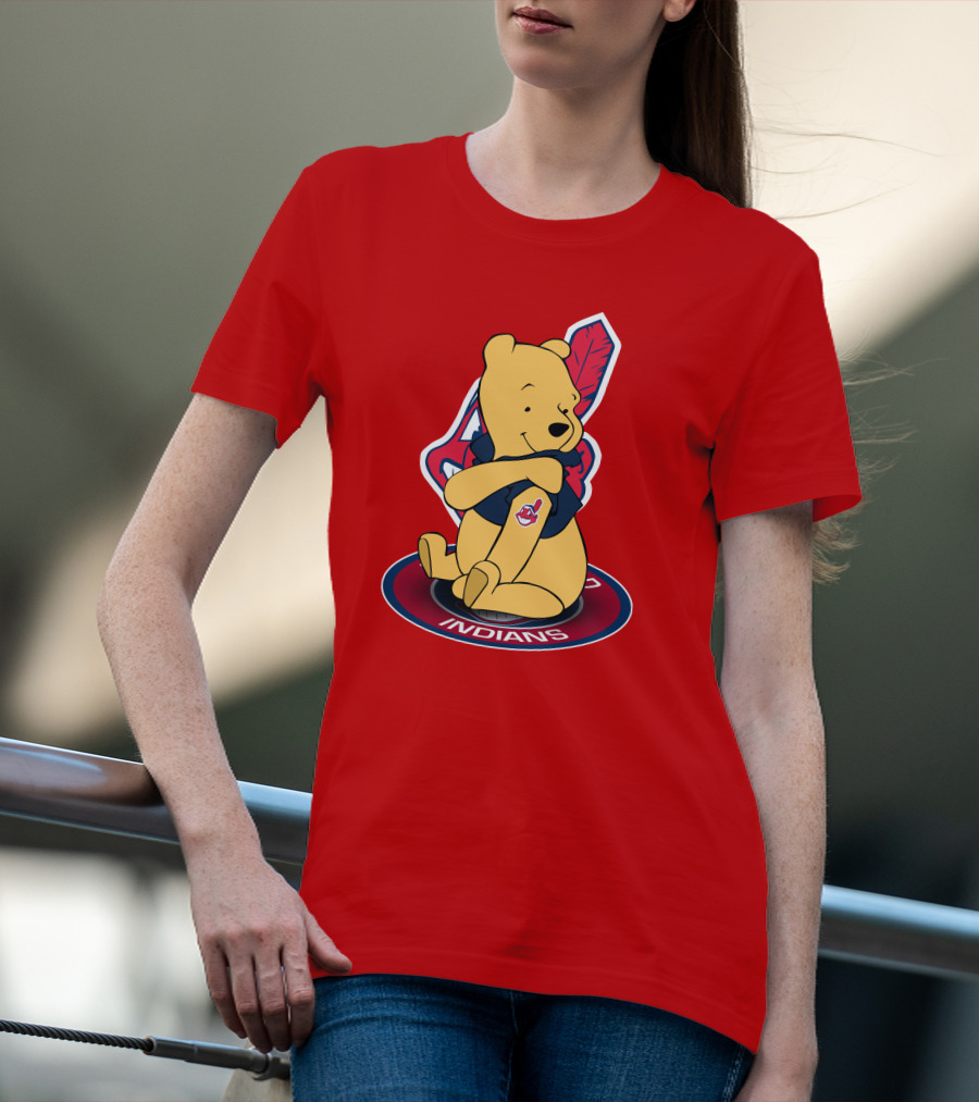 Winnie The Pooh Cleveland Indians Baseball Team Crossover T-Shirt