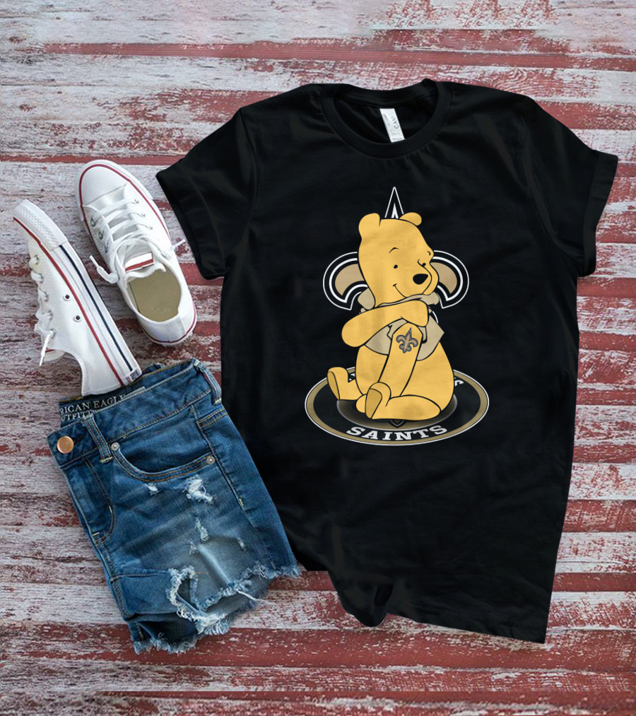 New Orleans Saints Winnie The Pooh Fan Logo Fusion T-Shirt