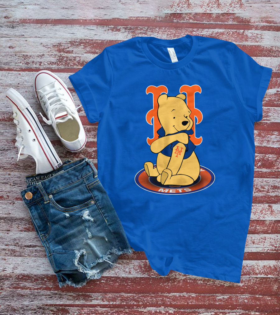 New York Mets Winnie The Pooh MLB Character Crossover T-Shirt
