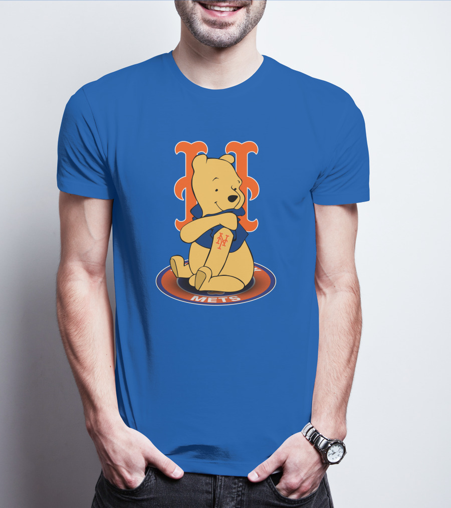 New York Mets Winnie The Pooh MLB Character Crossover T-Shirt