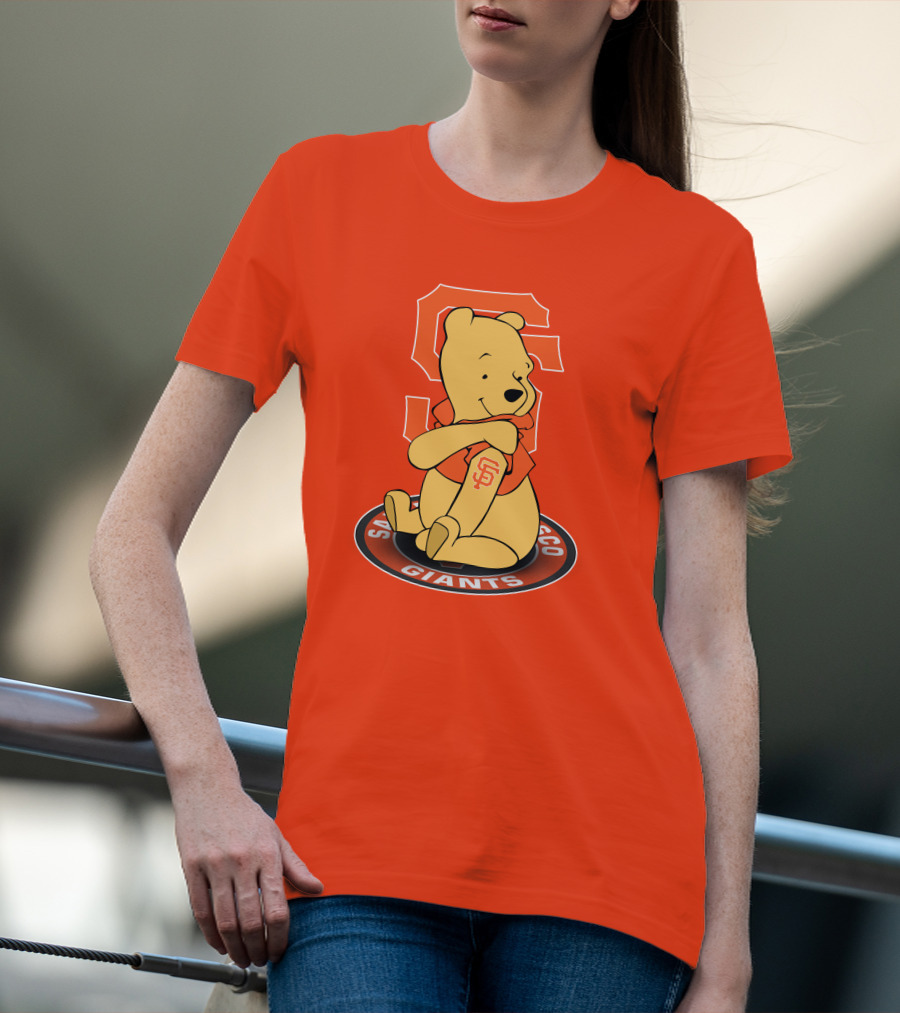 San Francisco Giants Winnie The Pooh Sitting With SF T-Shirt