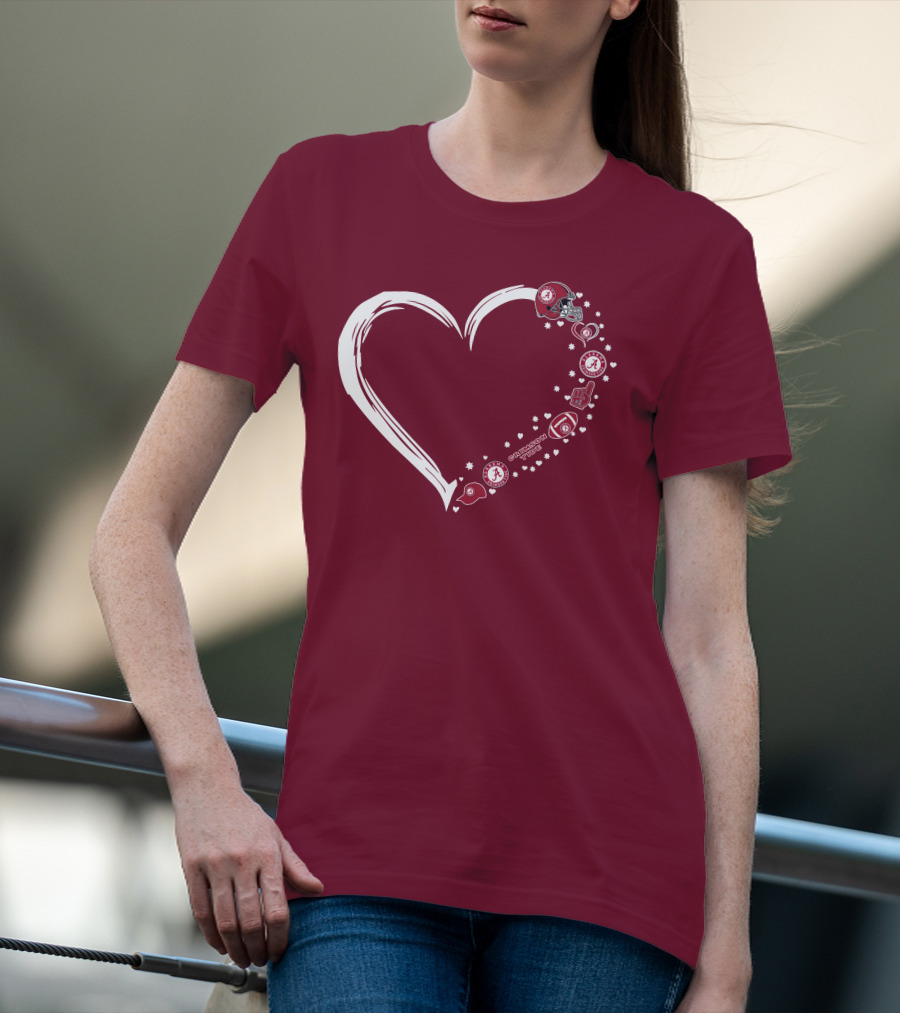 Alabama Crimson Tide Heart Design #1 Fan T-Shirt